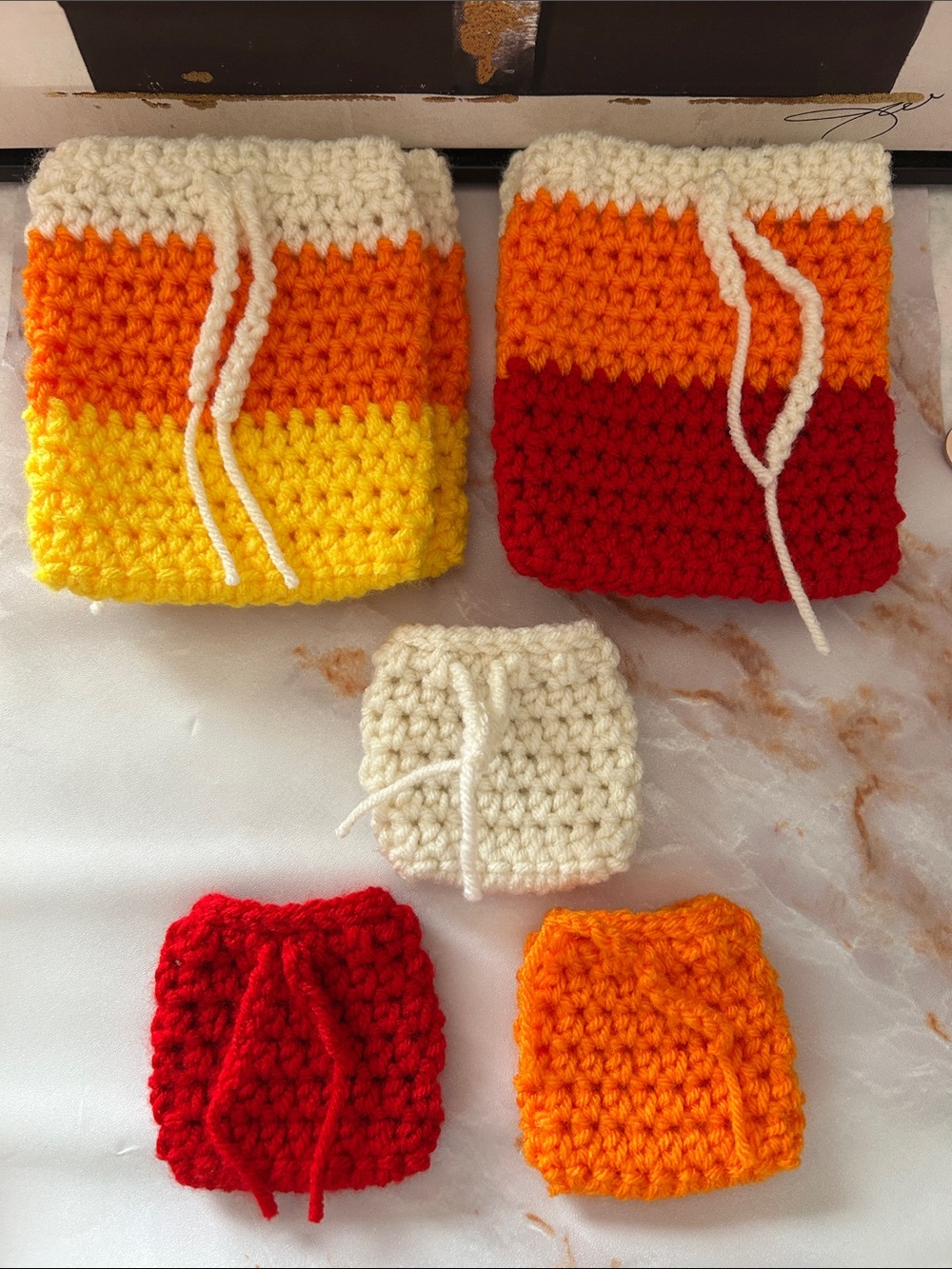 Handmade Crochet Drawstring Pouch’s bundle - Picture 2 of 3